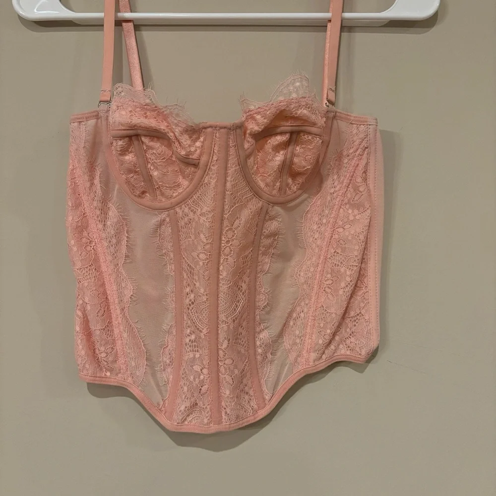 Pink Lace Lingerie Bustier Corset